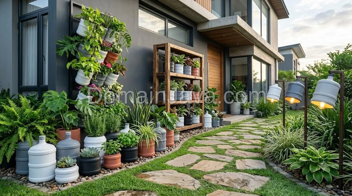 10 Inspirasi Dekorasi Halaman Rumah Menggunakan Galon Bekas yang Tidak Terlihat Murahan