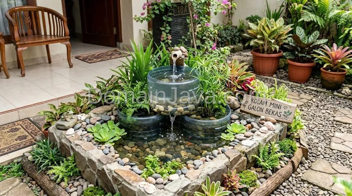 7 Inspirasi Kolam Mini Depan Rumah dari Galon Bekas Lengkap dengan Air Mancur Kecil yang Menenangkan