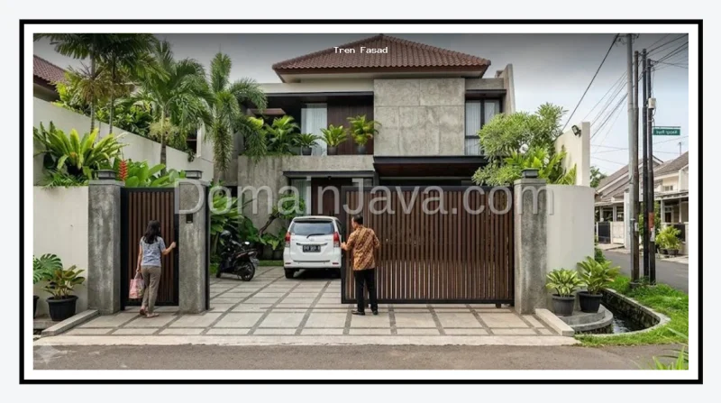 Tren Fasad Rumah Minimalis Modern dengan Gerbang Motif Garis Vertikal